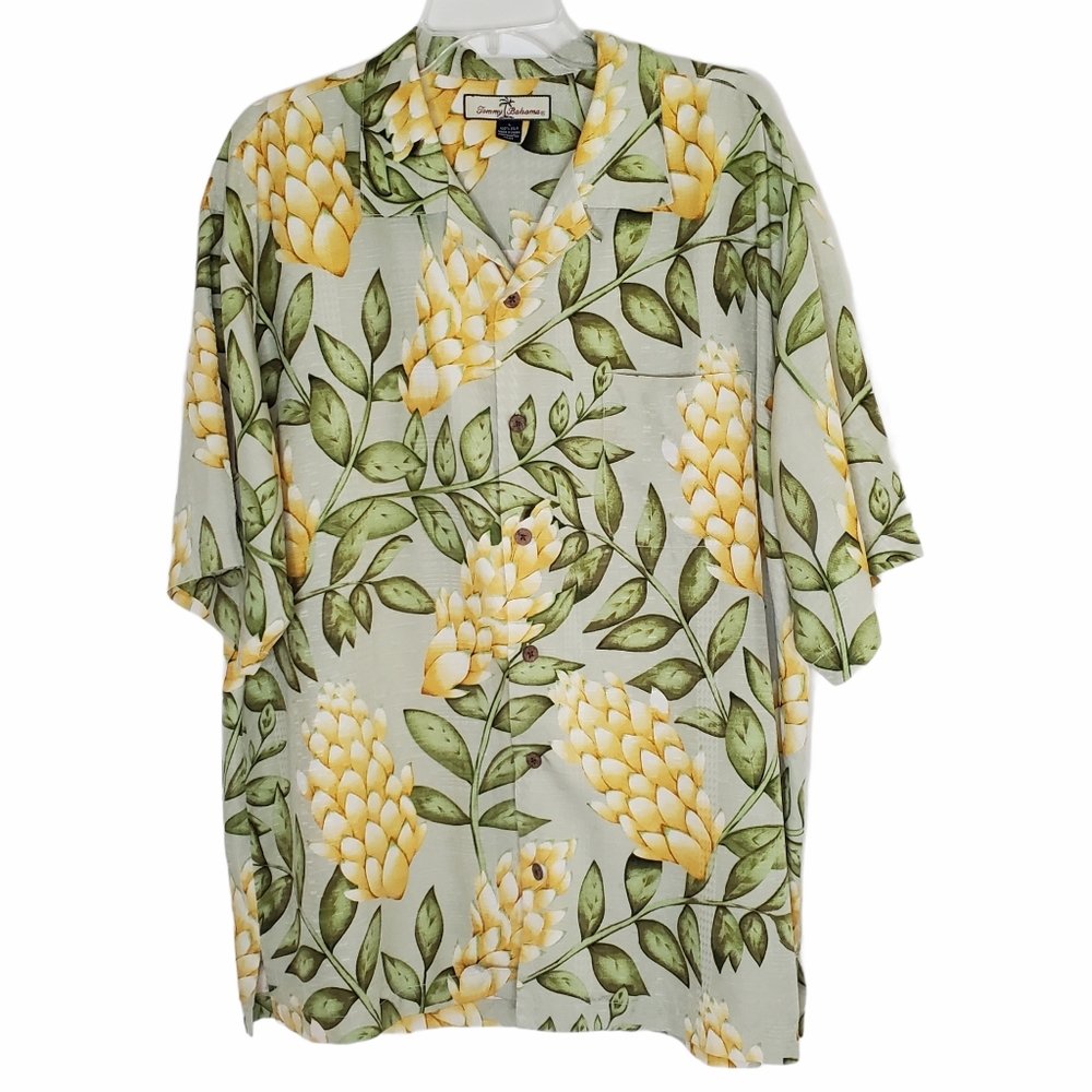 Tommy Bahama Silk Tropical Hawaiian Shirt Large
